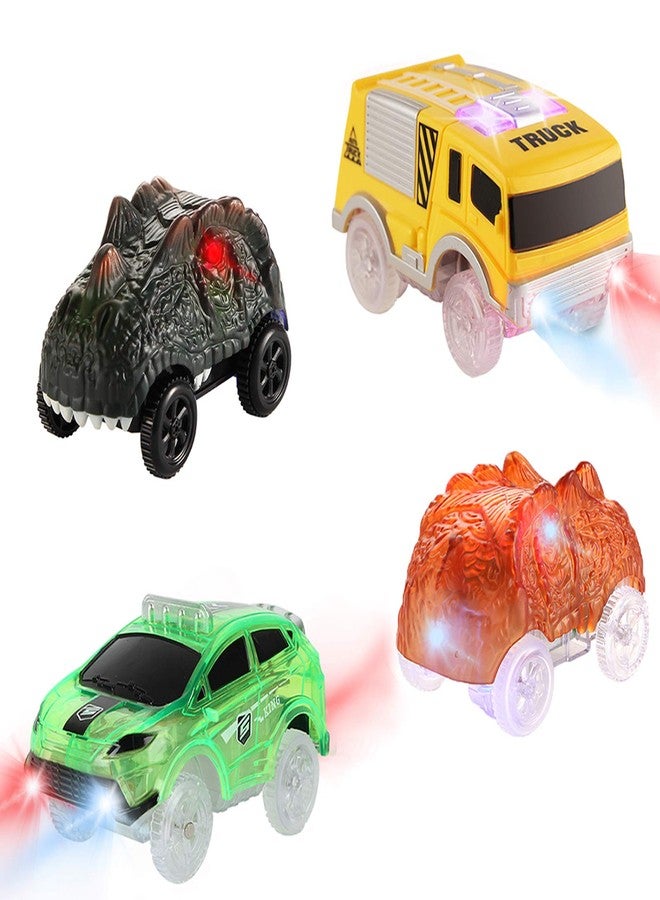 Save Unicorn Tracks Cars Only Replacement, Track Cars for Tracks Glow in The Dark, Racing Car Tracks Accessories with Flashing LED Lights, Compatible with Magic Tracks for Kids Boys and Girls(4pack) - Image 1